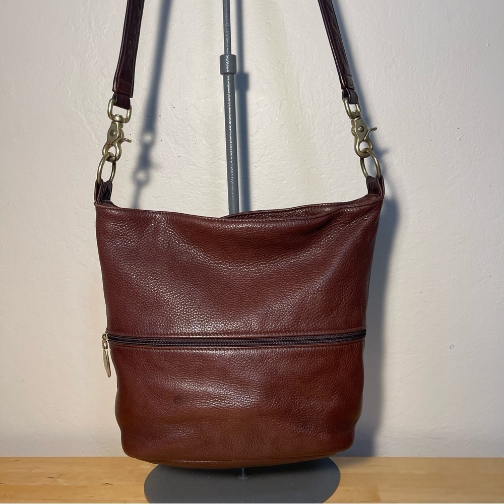 Libaire Vintage Black Leather Crossbody Bag Made in USA Adjustable Strap
